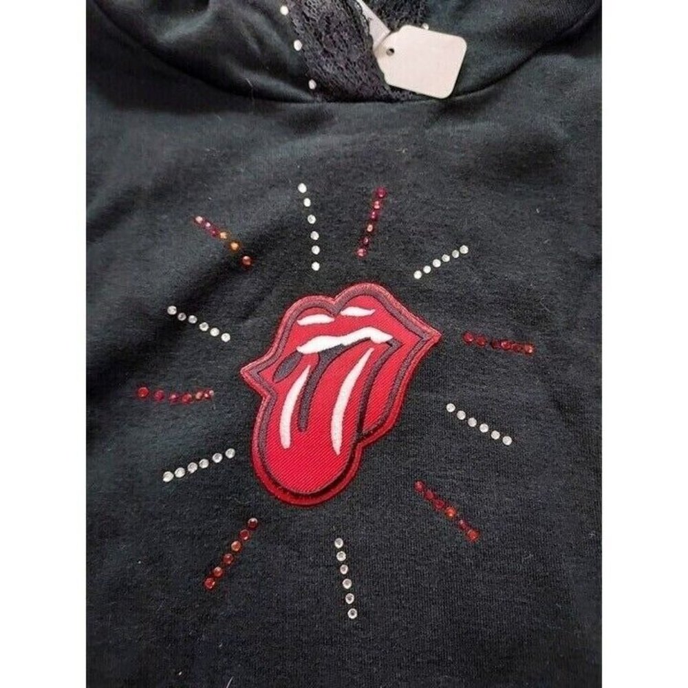 Vintage In Vitro Corp Rolling Stones Hooded Sleeveless Top, Black, Medium